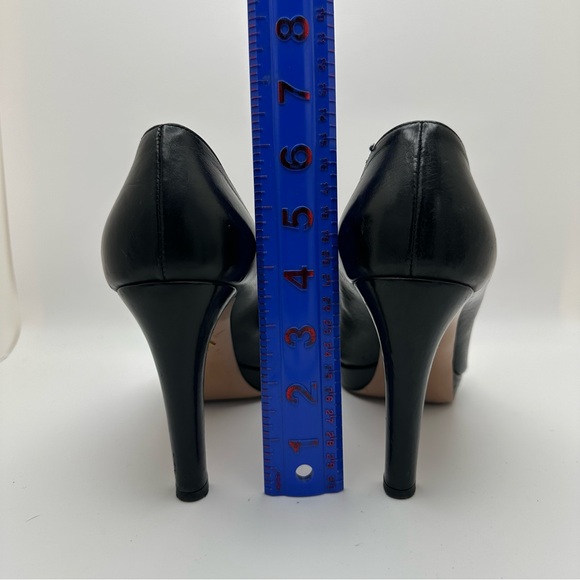Prada Sz 9/EU 39 Black Leather Platform Pumps Chunky High Heel - Picture 5 of 9